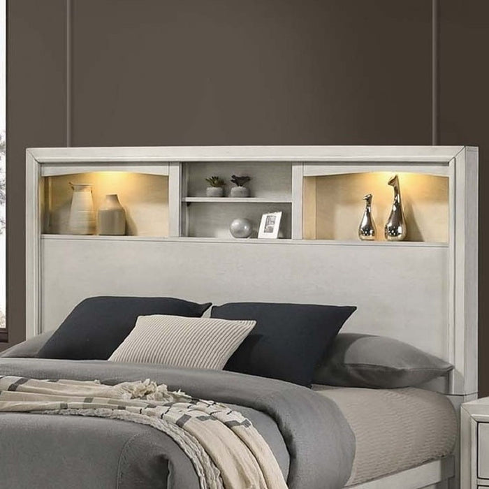 Bed With Built In LED Lights And Open Shelves