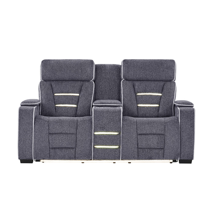 Austin - Console Reclining Loveseat With Storage Arms - Gray