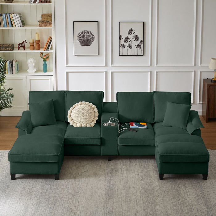 Modern U-Shaped Sectional Sofa Bed With Storage